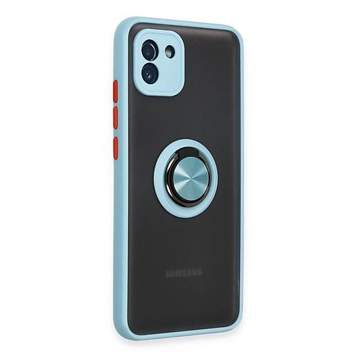 Galaxy A03 K�l�f Montreal Y�z�kl� Silikon Kapak - Buz Mavi
