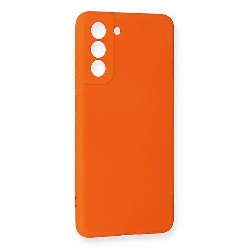 Galaxy S21 FE K�l�f Nano i�i Kadife Silikon - Turuncu