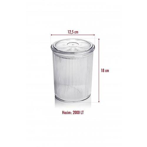 12'li Barok Yuvarlak B�y�k Kavanoz Seti & Saklama Kab� & Erzak Kab� (12*2000 ML)