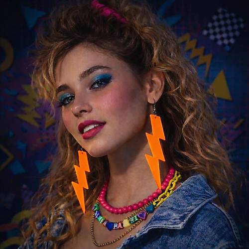80�ler 90'lar Retro Neon Turuncu �im�ek K�pe 10 cm