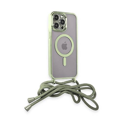 iPhone 14 Pro Max K�l�f Divo Lazer Ask�l� Magsafe Kapak - Koyu Ye�il