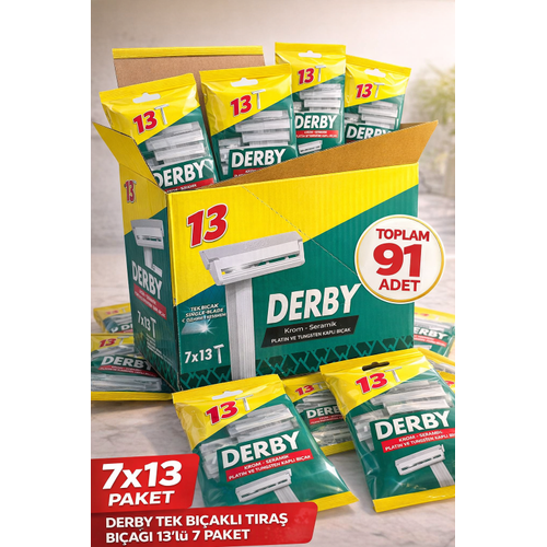 Derby Tek B��akl� T�ra� B��a�� 13�l� 7 Paket 91 Adet Krom Seramik Platin ve Tungsten Kapl� Ekonomik Set