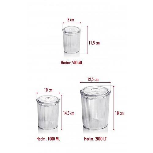 12'li Barok Yuvarlak 3 Boy Kavanoz Seti & Saklama Kab� & Erzak Kab� (4*2000 ML, 4*1000 ML, 4*500 ML)