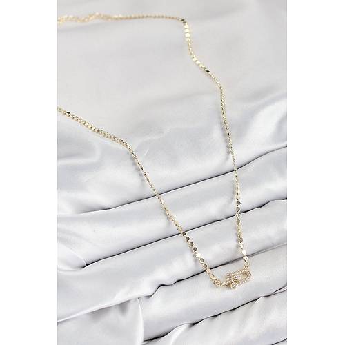 Pirin� Zirkon Ta�l� Tifany Model Ezme Zincir Gold Renk Kad�n Kolye