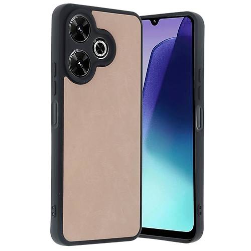 Redmi 13 4G K�l�f Aras Deri Kapak - Pudra