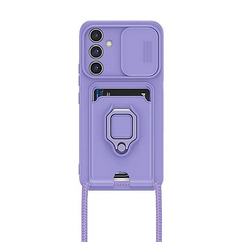 Galaxy A14 4G K�l�f Zuma Kartvizitli Y�z�kl� Silikon - Lila