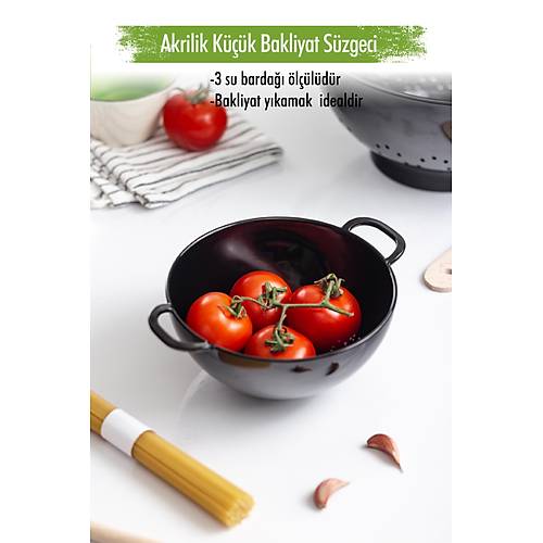 Akrilik Siyah Mini Pirin� S�zge�i & Bakliyat S�zge�i (3 SU BARDA�I �L��L�)