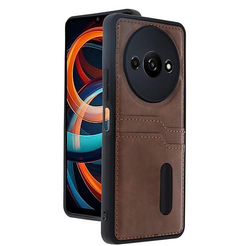 Redmi A3 4G K�l�f Sara Kartvizitli Deri K�l�f - Taba