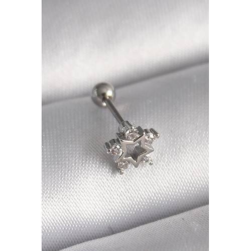 316L �elik G�m�� Renk Zirkon Ta�l� Y�ld�z Model Tragus Piercing