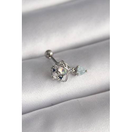 316L �elik G�m�� Renk Zirkon Ta�l� Sallant� Kalp Detay Tragus Piercing