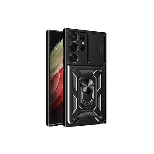 Galaxy S23 Ultra K�l�f Pars Lens Y�z�kl� Silikon - Siyah