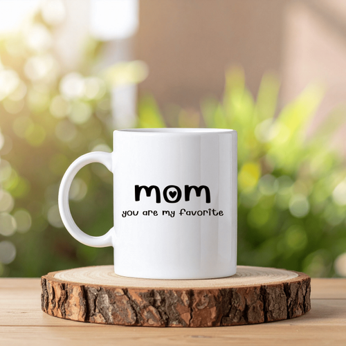 Mom You Are My Favorite Yaz�l� Kupa Model 205 Anneye Hediye Seramik Kupa ��k Tasar�m Kahve Kupas�