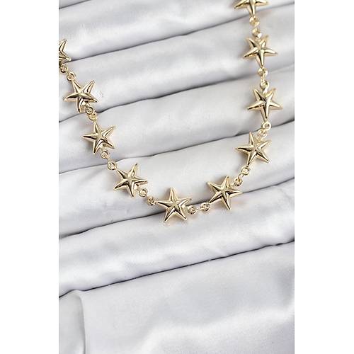 Y�ld�z Model Pirin� Gold Renk Kad�n Kolye