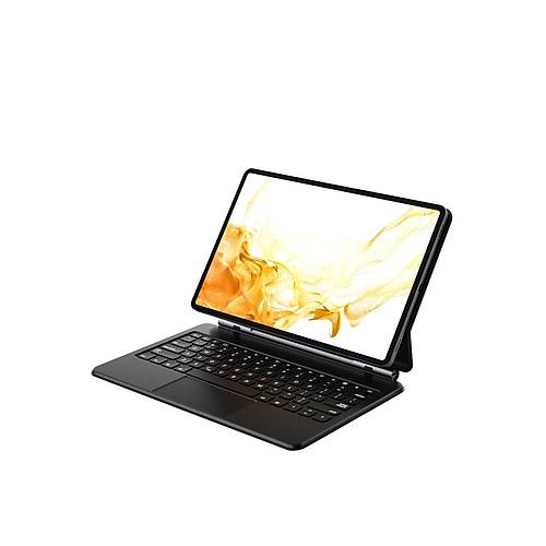 Galaxy T737 Tab S7 FE 12.4 K�l�f Eternal Ledli Klavyeli Tablet K�l�f� - Siyah