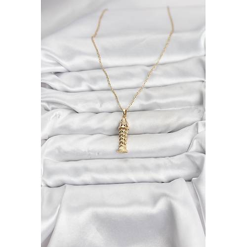 316L �elik Zincir Gold Renk Bal�k Model Zirkon Ta�l� Kad�n Kolye