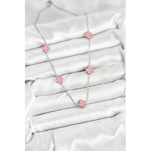 316L �elik Zincir G�m�� Renk Pembe Baby Boy Yonca Kad�n Kolye