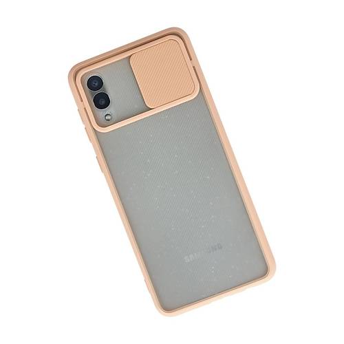 Galaxy A02 K�l�f Palm Buzlu Kamera S�rg�l� Silikon - Pembe