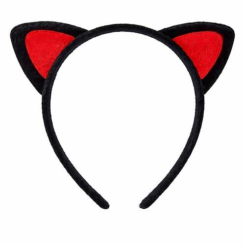 Pelu� Kedi Kulak Ta� K�rm�z� Siyah � �ocuk Parti & Kost�m Tac�