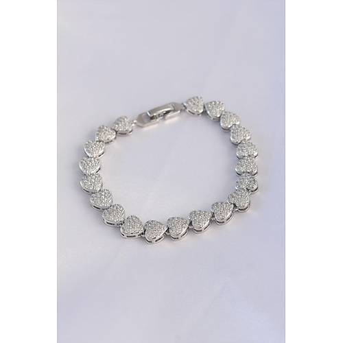 Vip Seri Pirin� Zirkon Ta�l� G�m�� Renk Kalp Model Bileklik