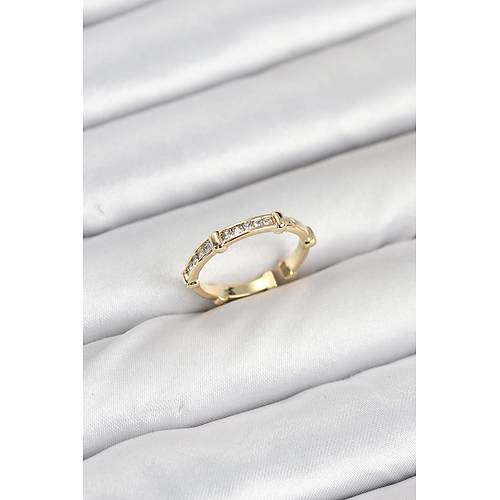 Pirin� Gold Renk Kemik Model Zirkon Ta�l� Kad�n Y�z�k