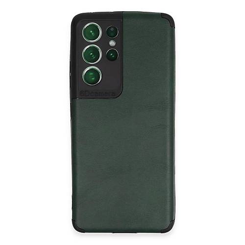 Galaxy S21 Ultra K�l�f Loop Deri Silikon - Ye�il