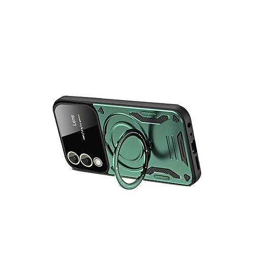 Galaxy S25 Edge K�l�f Joy Lens Standl� Kapak - Koyu Ye�il