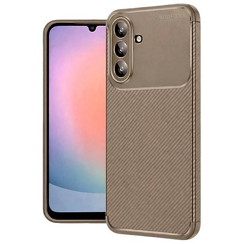 Galaxy A56 K�l�f Auto Focus Karbon Kapak - Kahverengi