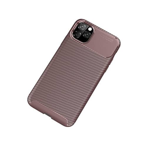 iPhone 11 Pro K�l�f Auto Focus Karbon Kapak - Kahverengi