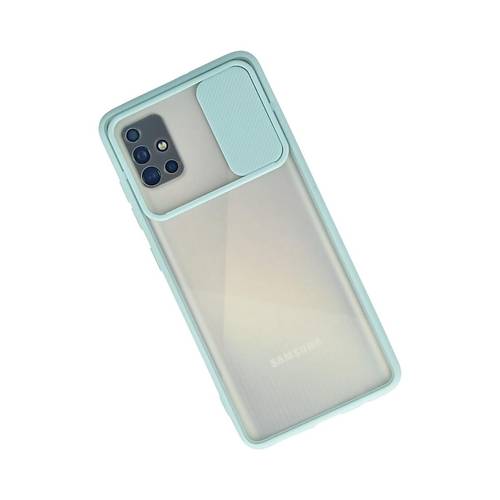 Galaxy A71 K�l�f Palm Buzlu Kamera S�rg�l� Silikon - Turkuaz