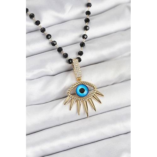 316L �elik Zincir Kristal Boncuklu G�z Model Kad�n Kolye