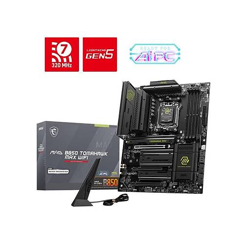 MSI MAG B850 TOMAHAWK MAX WIFI DDR5 8400MT/S 1XHDMI 4XM.2 ATX AM5 (AMD AM5 9000/8000/7000 SER�LER� �LE UYUMLU)