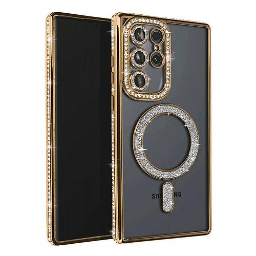 Galaxy S23 Ultra Joke Simli Magneticsafe K�l�f - Gold