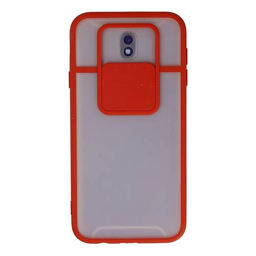 Galaxy J7 Pro / J730 K�l�f Palm Buzlu Kamera S�rg�l� Silikon - K�rm�z�