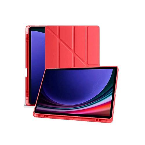 Galaxy X510 Tab S9 FE 11 K�l�f Kalemlikli Mars Tablet K�l�f� - K�rm�z�