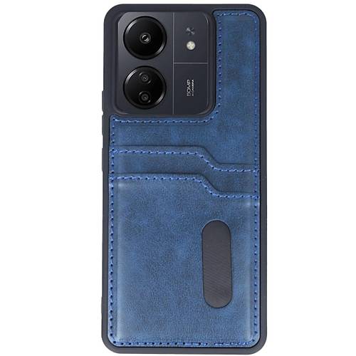 Redmi 13C K�l�f Sara Kartvizitli Deri K�l�f - Lacivert
