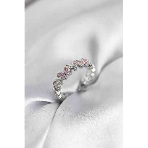 Pembe Zirkon Ta�l� Kelebek Model Kad�n Y�z�k