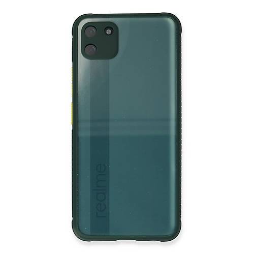 Realme C11 K�l�f Miami �effaf Silikon - Koyu Ye�il