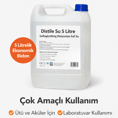 Distile Su 5 Litre Safla�t�r�lm�� Deiyonize Saf Su �ok Ama�l� Kullan�m 1 ADET