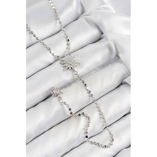 Pirin� Zirkon Ta�l� Ezme Zincirli Kutup Y�ld�z� Model G�m�� Renk Y Kolye