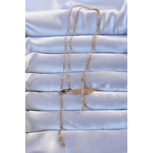 316L �elik Alt�n Renk Zirkon Ta�l� Mikail Kolye