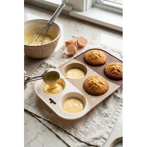 Kahve Rengi 6�l� Silikon Kek Ve �ikolata Kal�b� & Muffin Kab� Pi�irme Gereci 16x25 cm