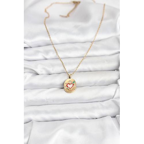 316L �elik Zincir Gold Renk Kalp Fig�rl� Kad�n Kolye