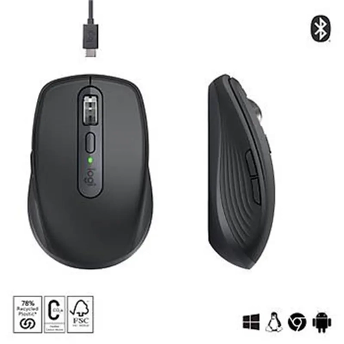 LOGITECH MX ANYWHERE 3S KOMPAKT OPT�K SENS�RL� SESS�Z BLUETOOTH KABLOSUZ MOUSE S�YAH 910-006929