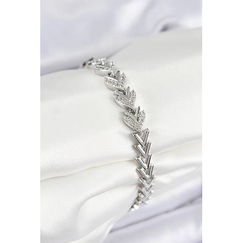 Pirin� Zirkon Ta�l� S�ral� Ok Model G�m�� Renk Kad�n Bileklik