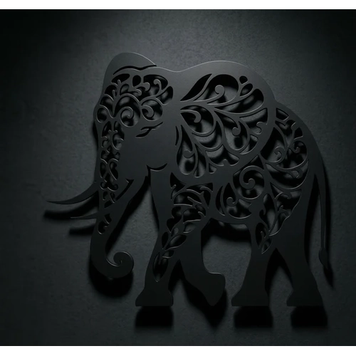 Dekoratif Fil Duvar Tablosu MDF Lazer Kesim Etnik Motifli Modern Duvar S�s�