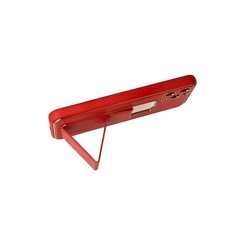 iPhone 11 Pro K�l�f Coco Deri Standl� Kapak - K�rm�z�