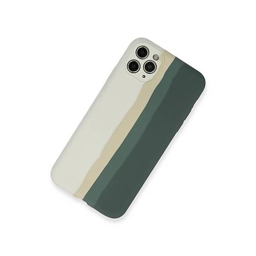 iPhone 11 Pro K�l�f Ebruli Lansman Silikon - Beyaz-Gri