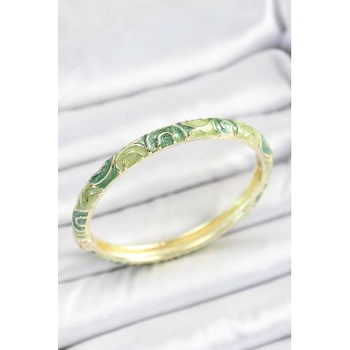 Mineli Pirin� Ye�il Sarmal Desenli Gold Renk Kad�n Kelep�e