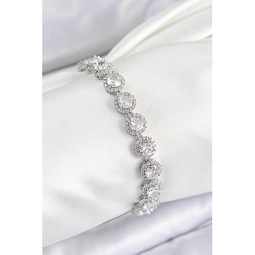 Pirin� Zirkon Ta�l� Daire Baget Model G�m�� Renk VIP Seri Kad�n Bileklik