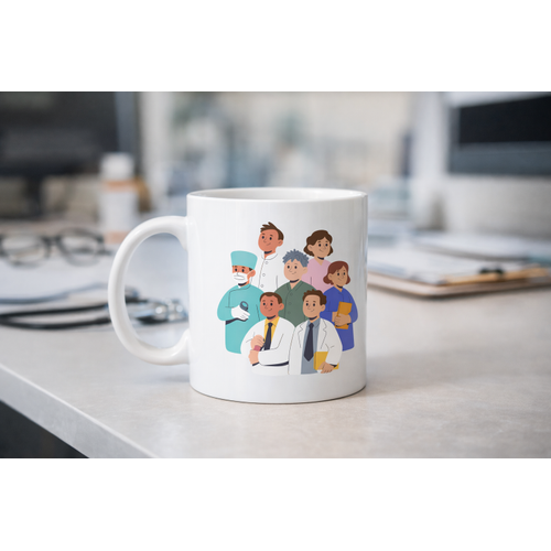 Sa�l�k �al��anlar� Temal� Porselen Kupa MODEL 166 � Doktor Hem�ire Tasar�ml� Hediye Kahve Kupas� � Sa�l�k��ya Anlaml� Hediye